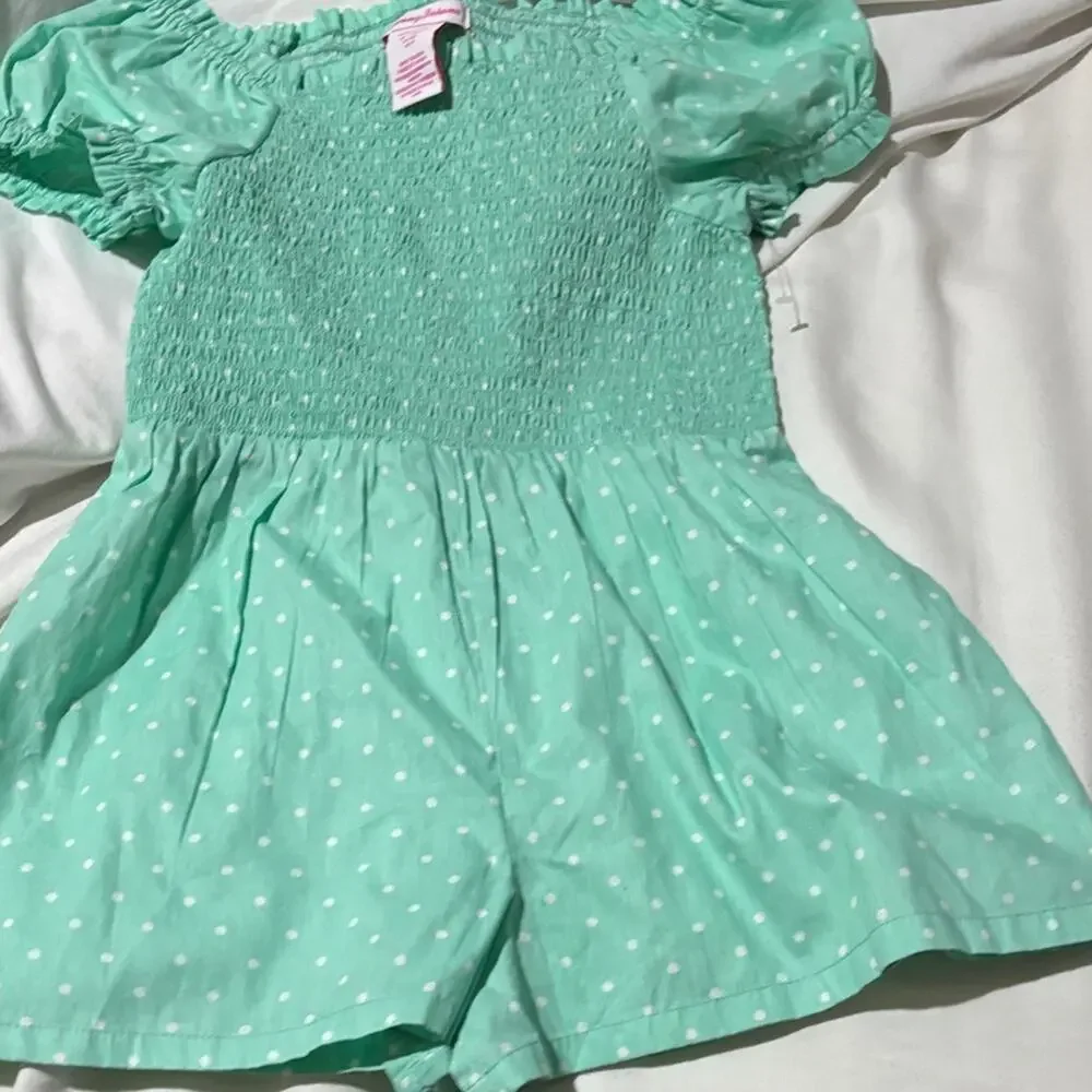 Tommy Bahama m 7/8 Mint Green Polka Dot Kids Romper nwot
